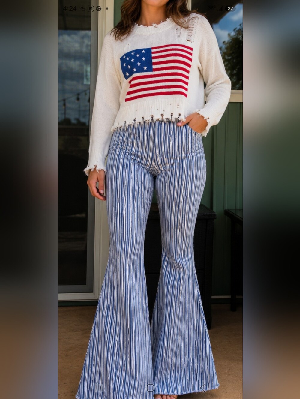 (NWOT) Navy and White Striped Pants